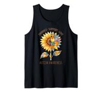 Accept Understand Love Autism Awareness Sunflower Puzzle Tank Top
