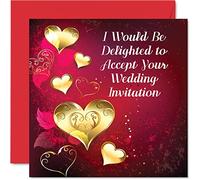 Acceptance Card RSVP for Weddings and Parties - I Would Be Delighted - RSVP Cards Wedding, Engagement Party Invitations Card, 145mm Cant Wait Card Greeting Cards