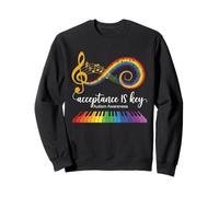 Acceptance Is Key Autism Awareness Music Teacher Piano Sweatshirt