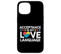 Acceptance Is My Love Language Autism Awareness Puzzle Heart Case for iPhone 15