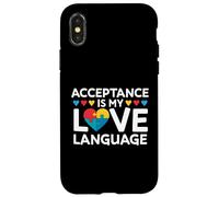 Acceptance Is My Love Language Autism Awareness Puzzle Heart Case for iPhone X/XS