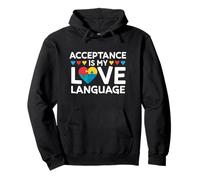 Acceptance Is My Love Language Autism Awareness Puzzle Heart Pullover Hoodie