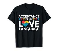 Acceptance is My Love Language Autism Awareness Puzzle Heart T-Shirt