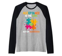 Acceptance is The Cure Autism Awareness Raglan Baseball Tee