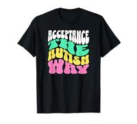 Acceptance The Autism Way Groovy Colorful Support T-Shirt