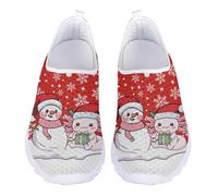 Acceptdiy Axolotl Snowman Snowflake Print Womens Slip On Shoes Comfortable Mesh Sneakers Breathable Non-Slip Footwear for Work
