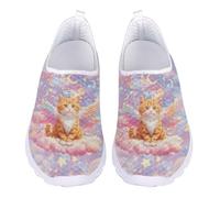 Acceptdiy Cat Cloud Print Running Shoes Womens Comfort Casual Sneakers Sports Low-Top Footwear for Travel Work