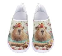 Acceptdiy Cherry Blossom Capybara Print Running Shoes Women Fashion Comfort Sneakers Ladies Lightweight Breathable Sneaker for Workout
