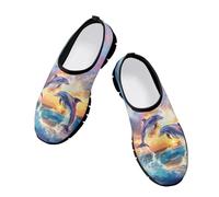 Acceptdiy Dolphin Sea Wave Print Casual Shoes for Women Low Top Comfort Footwear Breathable Non Slip Sneakers for Walking