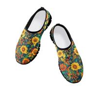 Acceptdiy Sunflower Leaves Print Walking Shoes for Women Mesh Comfort Sneakers Low Top Casual Non Slip Footwear for Workout Travel