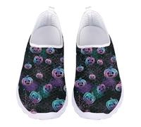 Acceptdiy Women Spider Web Pumpkin Print Running Shoes Breathable Sports Sneakers Soft Casual Mesh Footwear for Walking