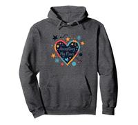 Accepting My Flaws: Inspirational Self-Love Heart Pullover Hoodie, Adult Unisex, Dark Heather Grey, S