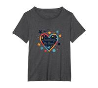 Accepting My Flaws: Inspirational Self-Love Heart T-Shirt, Women's Plus, Dark Heather Grey, 2X