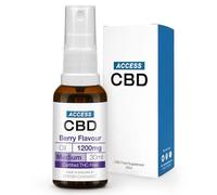 ACCESS CBD Oil 1200 mg | Vegan | Free from THC Oil | MCT Oil | CBD Drops | Medium Strength CBD Spray | Berry Flavour | 30ml