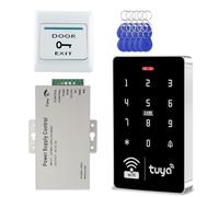 Access Control System Door Buzzer Entry System +Power Supply DC 12V+Door Switch Button+Electric Lock+ 10pcs 125KHz ID Key Fobs,Suitable for Home, Office, Hotel