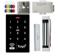 Access Control System +Power Supply DC 12V+Door Switch Button+Electric Lock+ 10pcs 125KHz ID Key Fobs,Suitable for Home, Office, Apartment, Hotel (with 180kg Magnetic Lock)