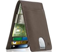 Access Denied Leather Money Clip Wallet for Men - Slim Bifold Mens Wallets Brown RFID Front Pocket Thin Minimalist Credit Card Holder