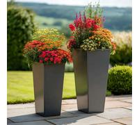 Access Garden Products 70cm Zinc Galvanised Matte Grey Tall Flared Tapered Square Planter Access Garden Products Grey