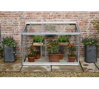 Access Garden Products Lean To Mini Greenhouse Aluminium 4' Long X 2'8" High X 2'1" Deep, 3mm Toughened Safety Glass ,2 Adjustable Seed Tray Shelves