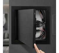Access Panel 300x300mm, Aluminum Inspection Hatch for Wall & Ceiling, Push-to-Open Access Panel, Flush Fit Paintable Metal Door for Plumbing & Electrical Service(Black,20x20cm)