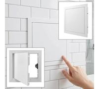 Access Panel 300x300mm, Flush Fit Aluminium Inspection Hatch for Wall & Ceiling, Push-to-Open Maintenance Door, Paintable Concealed Access Door for Plumbing & Electrical(White,200x300mm)