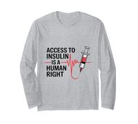 Access to Insulin is A Human Right Diabetes Heartbeat Line Long Sleeve T-Shirt