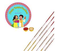 ACCESSHER Designer Pearl Rakhi for Beloved Brother, 6 Rakhi Set, Metal, Pearl