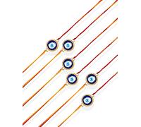 AccessHer Elegant and Stylish Evil eye Rakhi for Beloved Brother Pack Of 6, Metal, Metal