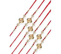 ACCESSHER Elegant Studded Rakhi For Beloved Brother, 6 Rakhi Set, Metal, no gemstone