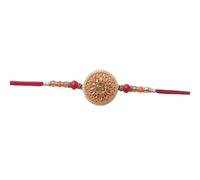ACCESSHER Traditional Meenakari & Semi Precious Stones Studded Statement Rakhi for Beloved Brother/Gifting with Roli Kumkum Packets & Happy Rakshabandhan Card, One Size, Stone, No Gemstone