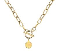 Accessorie Coin Toggle Necklace For Women, Toggle Paperclip Chain Padlock Pendant Necklace - Lock And Key, Heart, Coin Chain Pendant Necklace