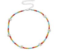 Accessorie Colorful Beaded Necklace For Women, DIY Beaded Choker Necklace Vintage Boho Daisy Bead Strand Colorful Short Necklace, Rainbow Beads Necklace Colorful Jewelry For Women
