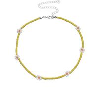Accessorie Colorful Beaded Necklace For Women, DIY Beaded Choker Necklace Vintage Boho Daisy Bead Strand Colorful Short Necklace, Rainbow Beads Necklace Colorful Jewelry For Women