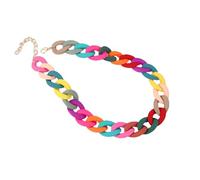Accessorie Colorful Beaded Necklace For Women, Rainbow Beads Necklace Colorful Chain Choker Necklaces Wide Chain Collar Neck Jewelry
