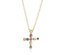 Accessorie Colorful Cross Pendant Long Chain n Necklace European Fashion Jewelry Wedding