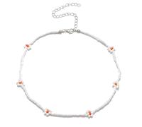 Accessorie Daisy Necklace For Women And Girls, Summer Boho Korea Lovely Daisy Flowers Colorful Beaded Charm Statement Short Collar Choker Necklace Vacation, Daisy Necklace For