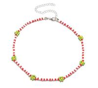Accessorie Daisy Necklace For Women And Girls, Summer Boho Korea Lovely Daisy Flowers Colorful Beaded Charm Statement Short Collar Choker Necklace Vacation, Daisy Necklace For