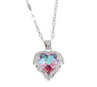 Accessorie Elegant Black Crystal Pave Heart Necklace For Women, Exquisite Choker Rhinestone Heart Necklace - Zircon Pave Necklace, Reunion Heart Necklace For Valentine Holiday