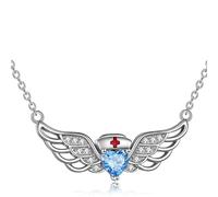 Accessorie Exquisite White Guardian Angel Lady Necklace Blue Jewelry Strap Angel Wing Doctor Nurse Theme Christmas Party - Guardian Angel Necklace, Angel Necklace For Girls,