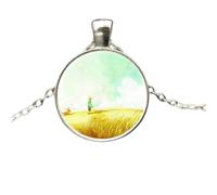 Accessorie Fox Necklace For Women And Men, Fox Under The Moon Little Prince Necklace Glass Dome Necklace, Fox Girl Initial Necklace, Fox Jewelry For Women, Therian Jewelry
