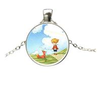 Accessorie Fox Necklace For Women And Men, Fox Under The Moon Little Prince Necklace Glass Dome Necklace, Fox Girl Initial Necklace, Fox Jewelry For Women, Therian Jewelry