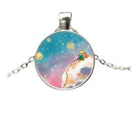 Accessorie Fox Necklace For Women And Men, Fox Under The Moon Little Prince Necklace Glass Dome Necklace, Fox Girl Initial Necklace, Fox Jewelry For Women, Therian Jewelry
