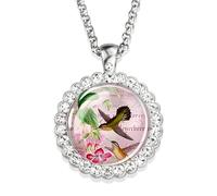 Accessorie Hummingbird Necklace For Women And Men, Hummingbird Necklace Cardinal Bird Art Picture Glass Rhinestone Pendant Chain Cute Bird Jewelry, Cute Animal Jewelry Holiday