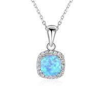 Accessorie Necklaces & Pendants For n Square White Blue Opal Necklace Cubic Fine Jewelry