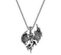 Accessorie Sterling Silver Guardian Angel Wings Crystal Ball Pendant Archangel Saint Gabriel Paladin Necklace Men and Women Christian Amulet Jewelry - Guardian Angel Necklace, Angel