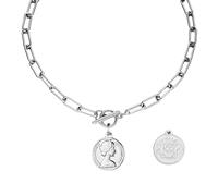 Accessorie Vintage Toggle Necklaces Women Men, Punk Thick Chain Toggle Necklace - Queen Elizabeth Round Coin Toggle Charm, OT Buckle Toggle Clasp For Christmas Birthday s