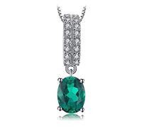 Accessories 1.1ct Oval Simulated Nano Emerald Sterling Silver Pendant Necklace For Woman Fine Gemstone