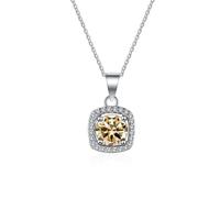 Accessories 1 to 2 D Color Micro-Inlaid Edge Moissanite Pendant Necklaces for Women Square Necklace for Women - Valentine's Day Birthday