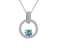 Accessories 1CT Moissanite Necklace for Women, D Color Pink/Blue/Yellow Diamond Pendant Necklaces, Necklaces for Wife Mom