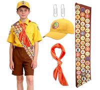 Accessories 5Pcs Scout Costume Set, Wilderness Explorer Costume Kit with Hat Neck Scarf Sash Paper Clips, Anime Movies Character Scout Accessoriesr for Halloween Carnavals Cospaly